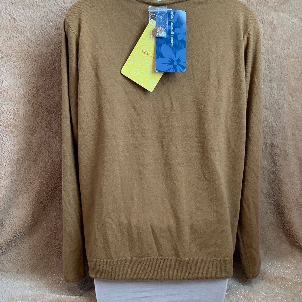 Susan Graver Style QVC Lined Sweater Top Button Down Cardigan M Brown - Picture 7 of 11